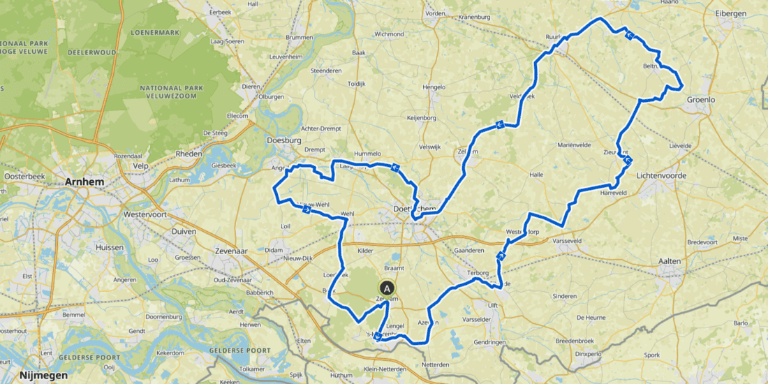 Route Berc Bike - 120 km Rondje Wielercafes - wielercafes.nl - v2