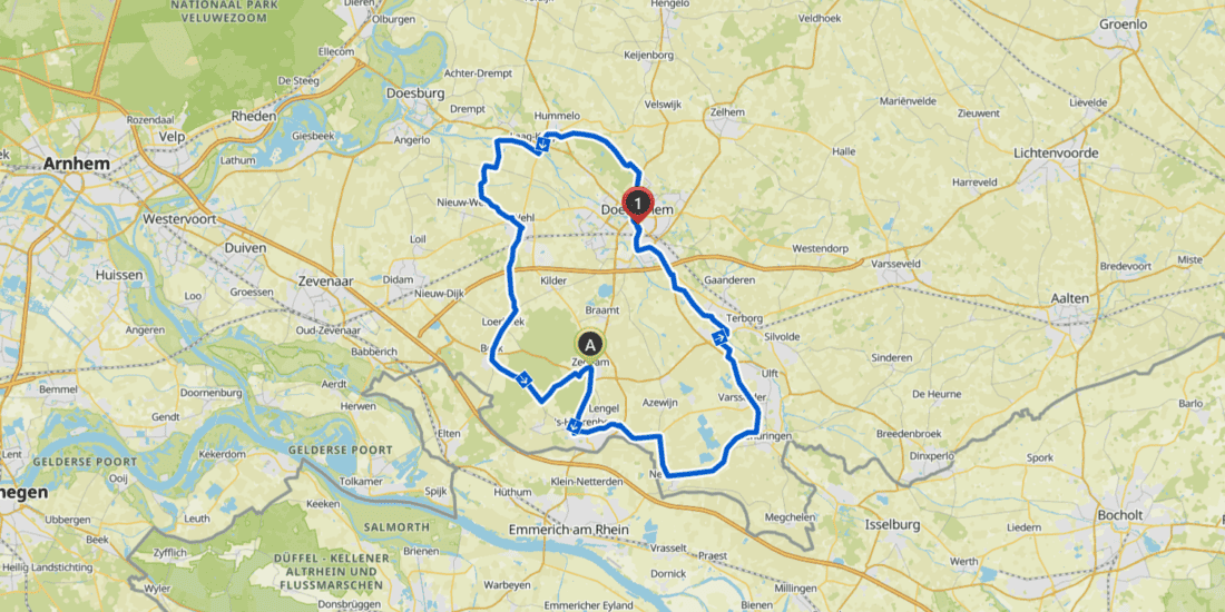 Route Berc Bike - 60 km Rondje Wielercafes - wielercafes.nl - v2