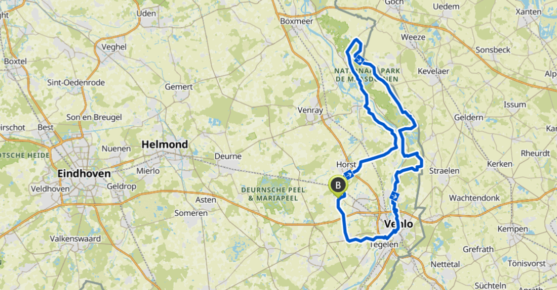 Route Trapperie - 95 km Rondje Wielercafes - wielercafes.nl