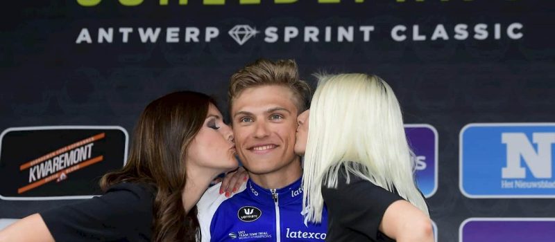 SCHOTEN, BELGIUM - APRIL 5 : KITTEL Marcel (GER) Rider of Quick-Step Floors Cycling team pictured during the podium ceremony after winning the UCI Europe Tour 105th Scheldeprijs cycling race with start in Mol and finish in Schoten on April 05, 2017 in Schoten, Belgium, 5/04/2017 ( Photo by Nico Vereecken / Photonews